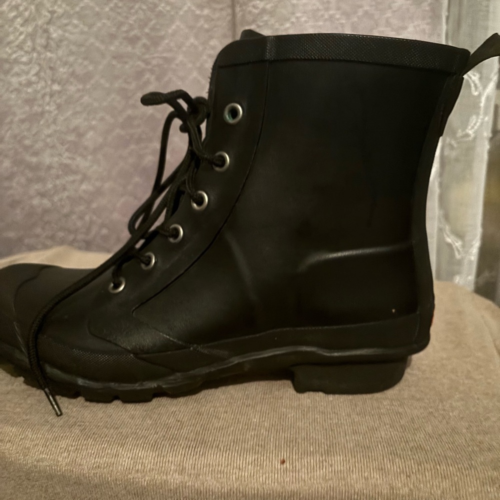 Lauren Black Lace-Up rainBoots